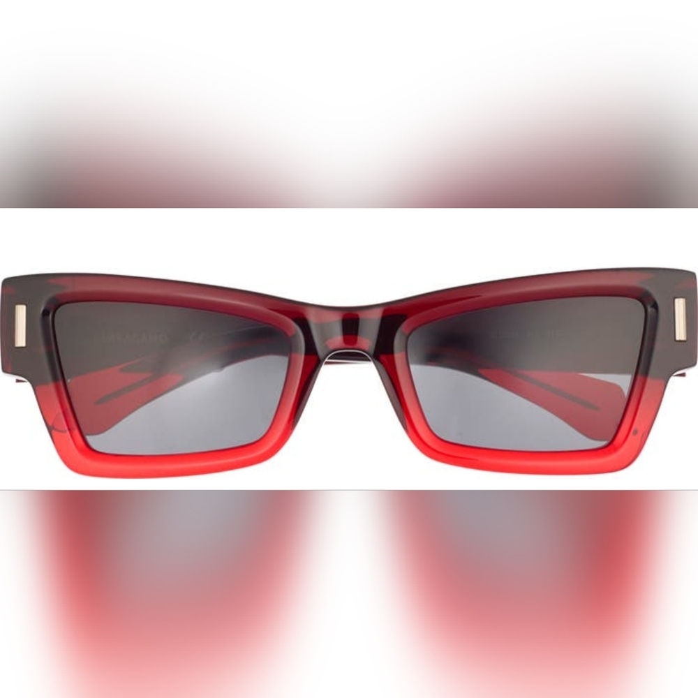 FERRAGAMO Rivets 53mm Modified Rectangular Sungla… - image 2